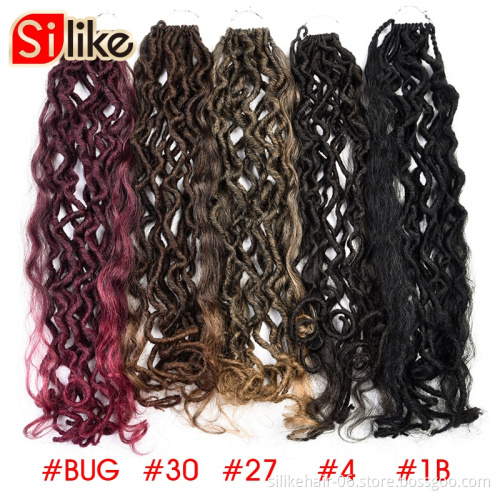 Silike Faux Locs curly Crochet Braids18 Inch Soft Natural Synthetic Hair Extension 12Stands/Pack Goddess Faux Locks Hair